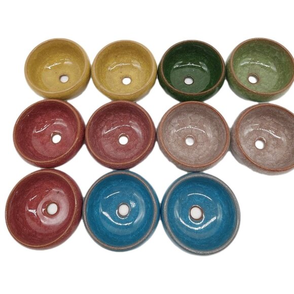 Glaze Flower Ceramics Succulent Planter Mini Plant Pot Set Of 11 Multi-colored - Picture 1 of 6